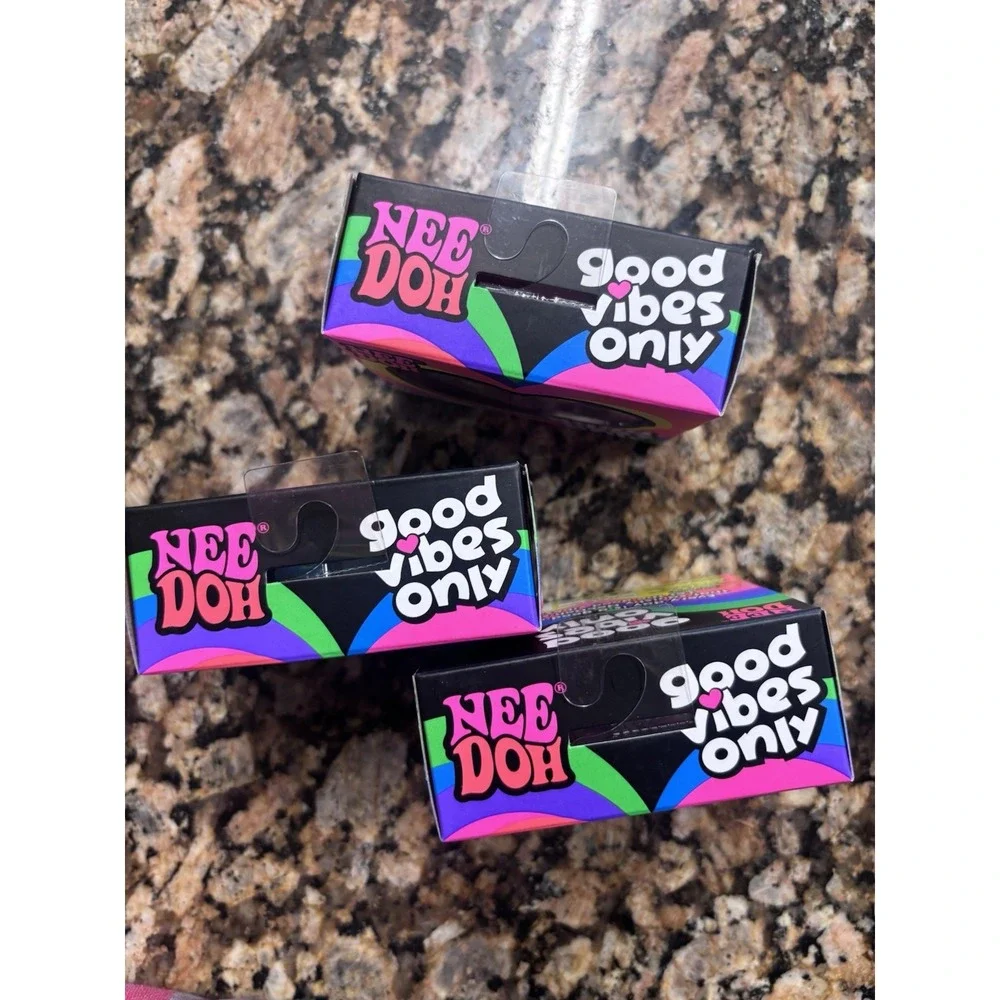 NeeDoh Good Vibes Only Heart Squishy (Pink Purple Blue) AUTHENTIC Lot Of 3